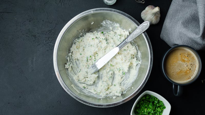 Steak and sweet potato bowl with fresh toppings